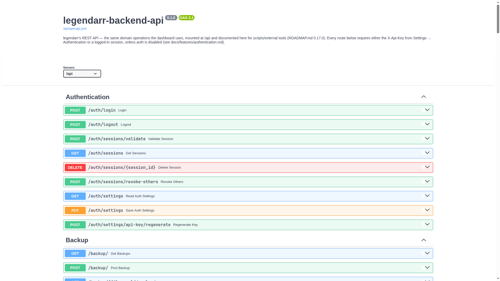 Swagger UI at /api/docs